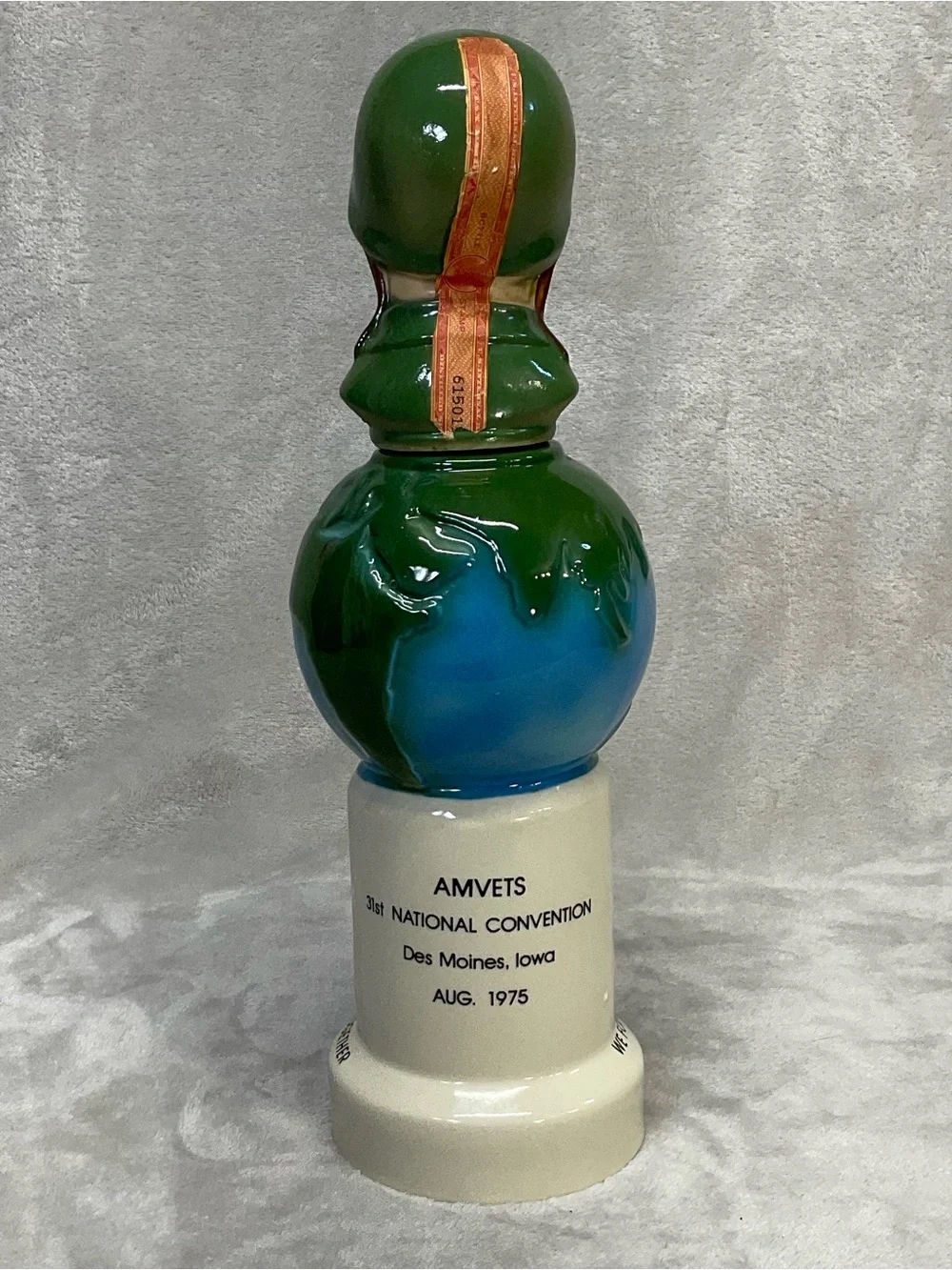 1975 Vtg Old Mr. Boston AMVETS Figural Liquor Decanter With Soldier Head